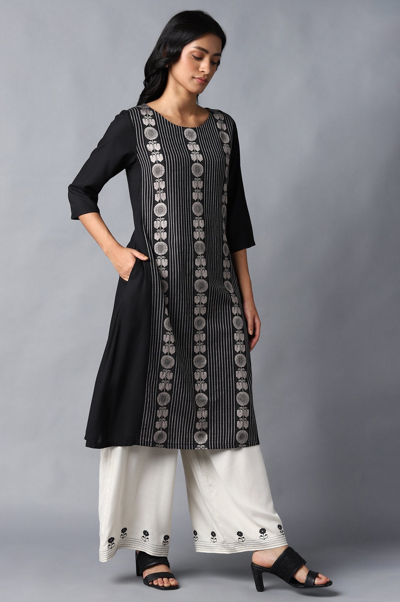 Jet Black A-Line kurta