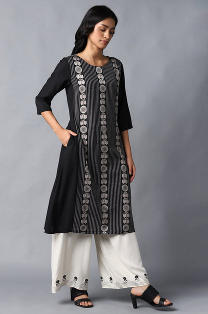 Jet Black A-Line kurta