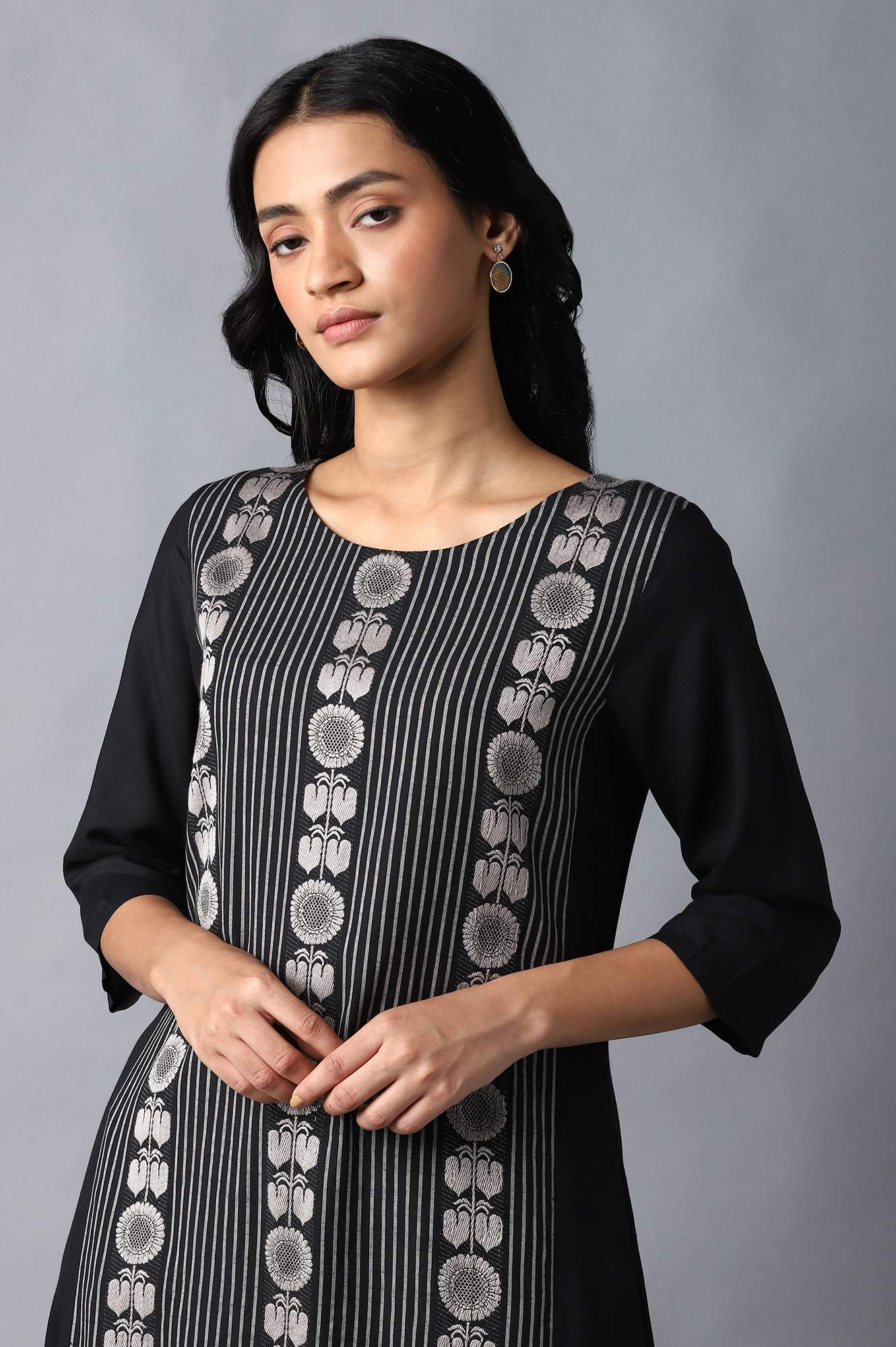 Jet Black A-Line kurta