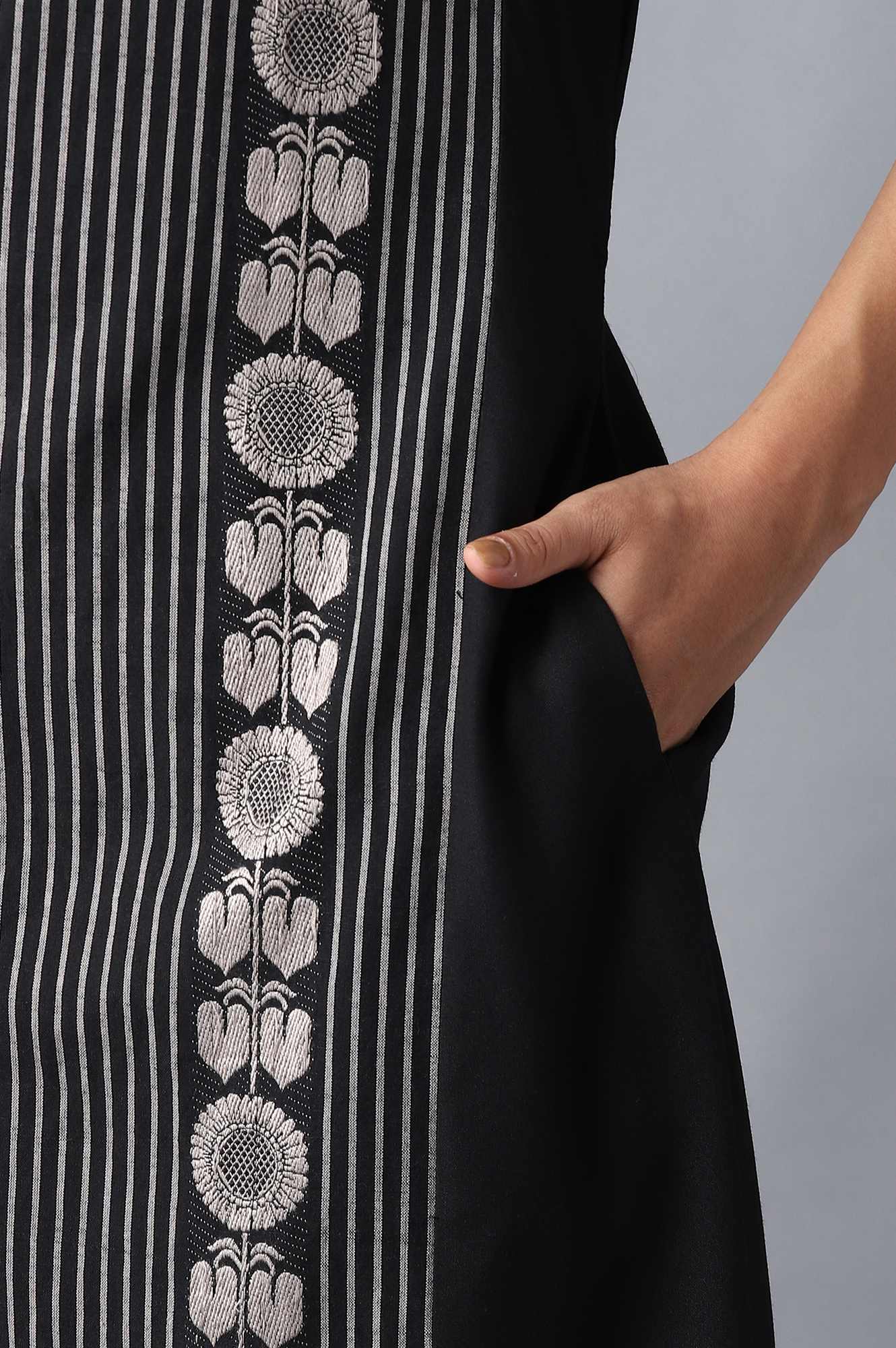 Jet Black A-Line kurta