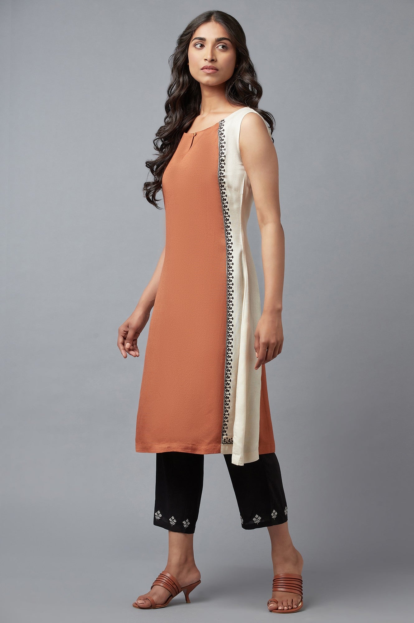 Rust Brown Embroidered kurta