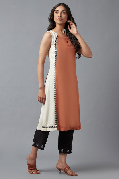 Rust Brown Embroidered kurta