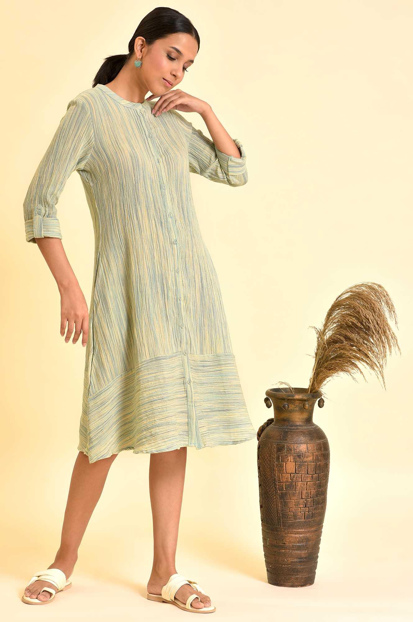 Soft Multi-Coloured Ikkat Crepe Western Dress - wforwoman