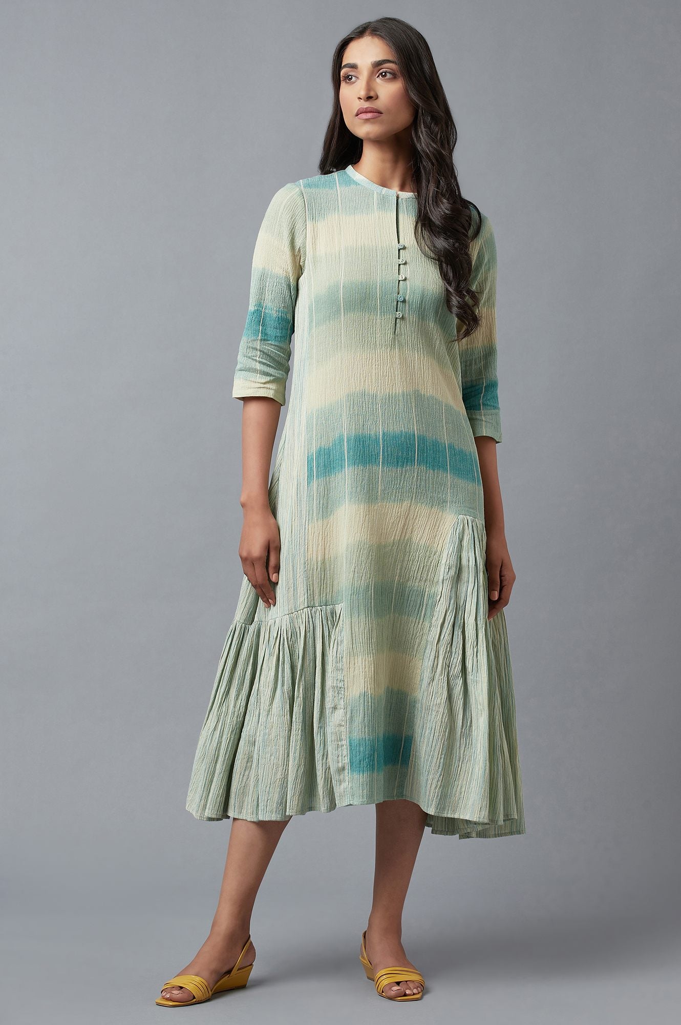 Light Blue Cotton Asymmetric Dress