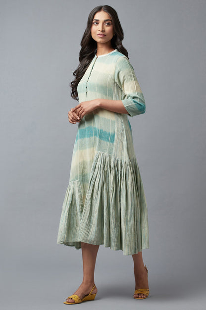 Light Blue Cotton Asymmetric Dress