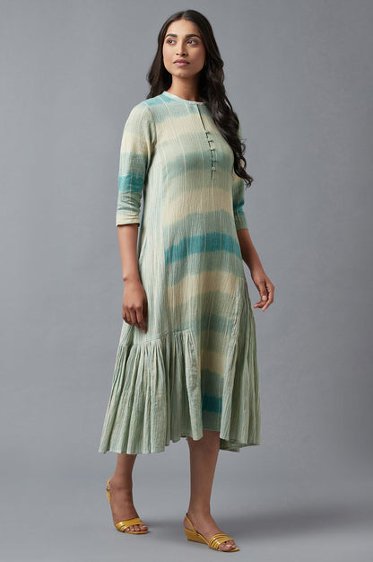 Light Blue Cotton Asymmetric Dress