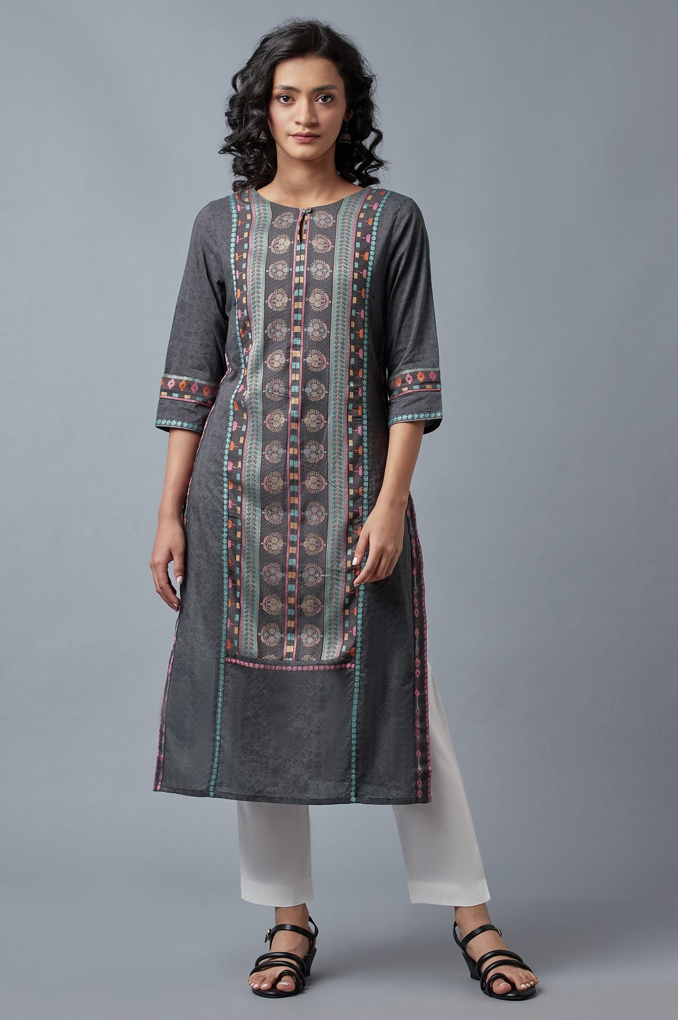 Forged Iron Grey Printed kurta