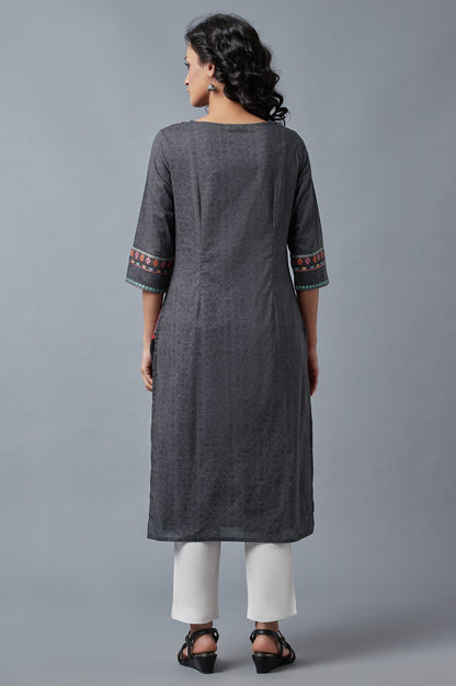 Forged Iron Grey Printed kurta