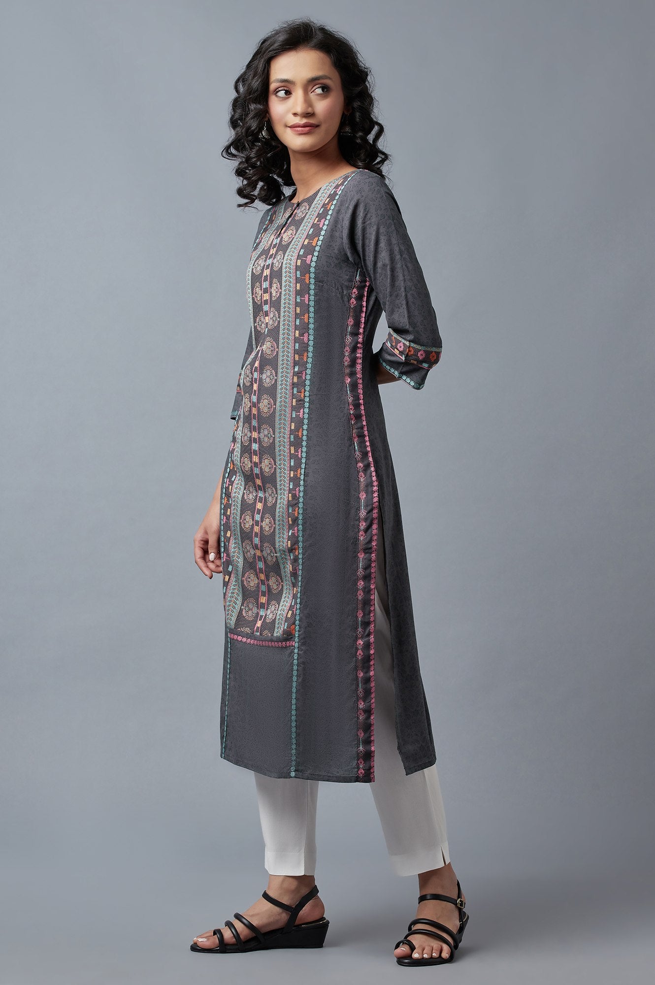 Forged Iron Grey Printed kurta