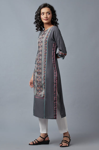 Forged Iron Grey Printed kurta