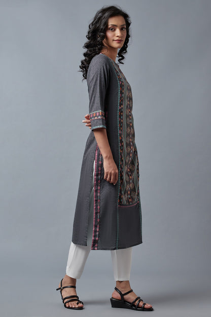 Forged Iron Grey Printed kurta