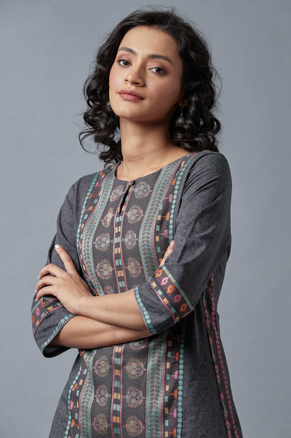 Forged Iron Grey Printed kurta