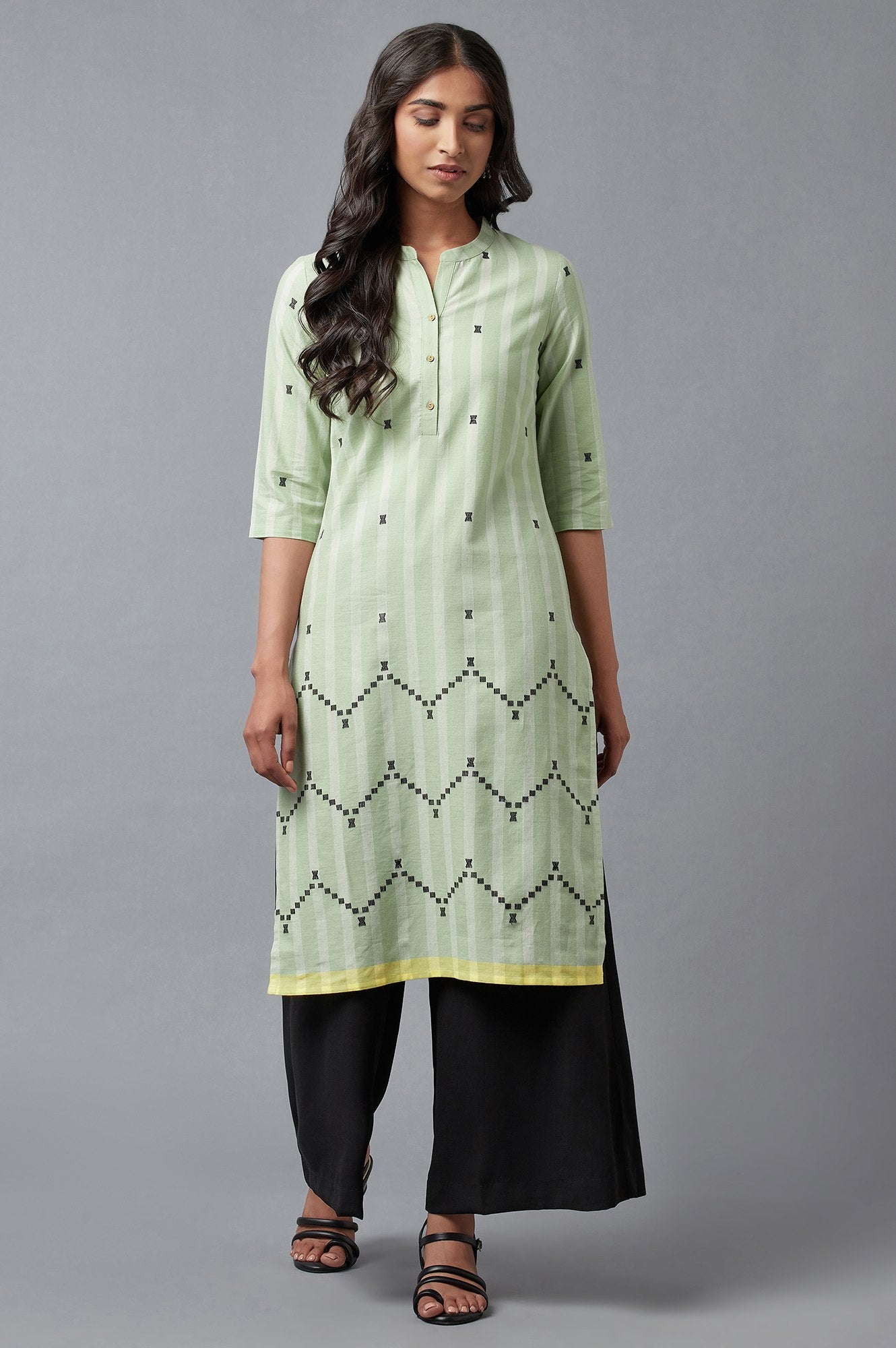 Light Green Dobby Straight kurta