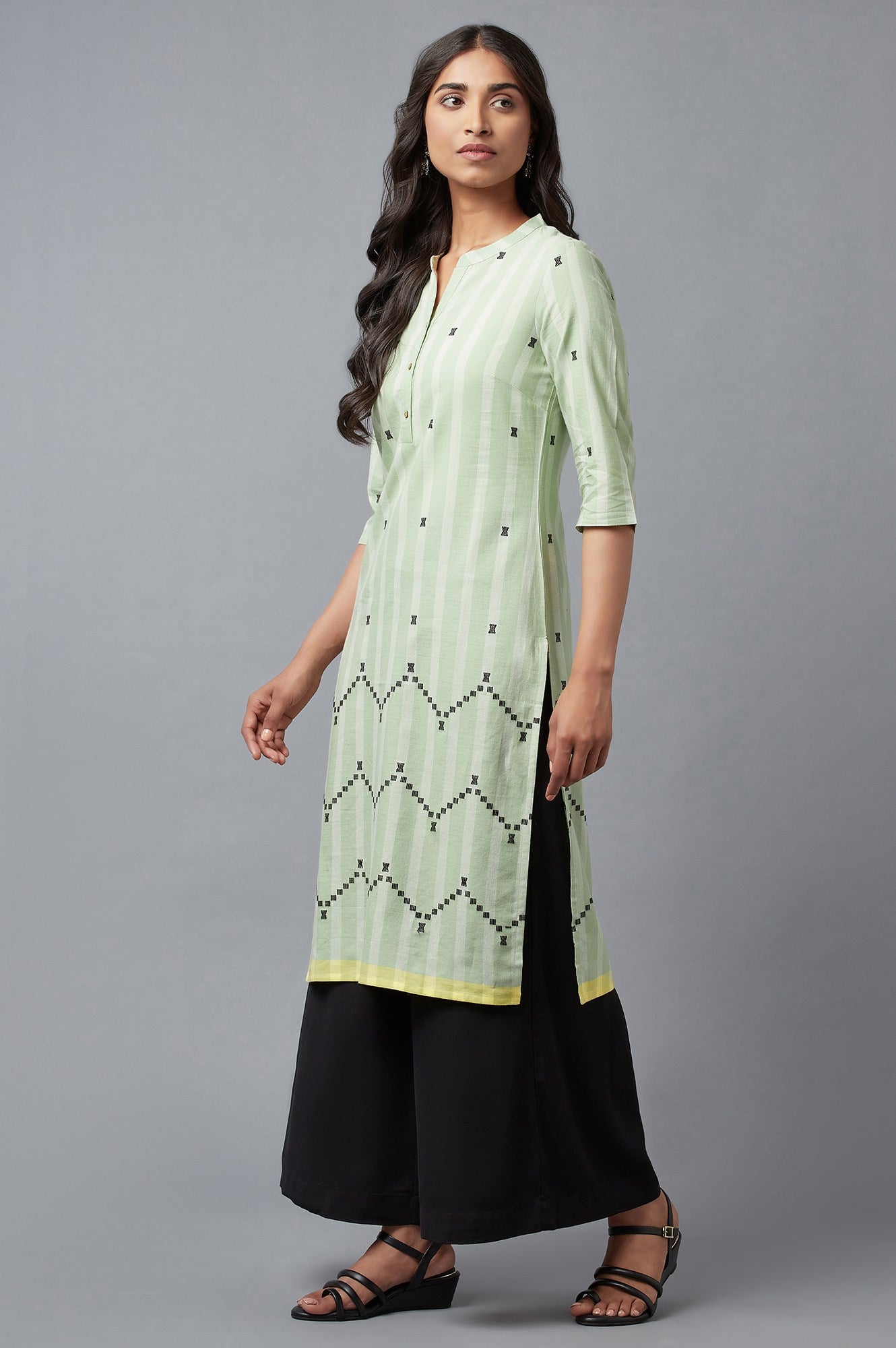 Light Green Dobby Straight kurta