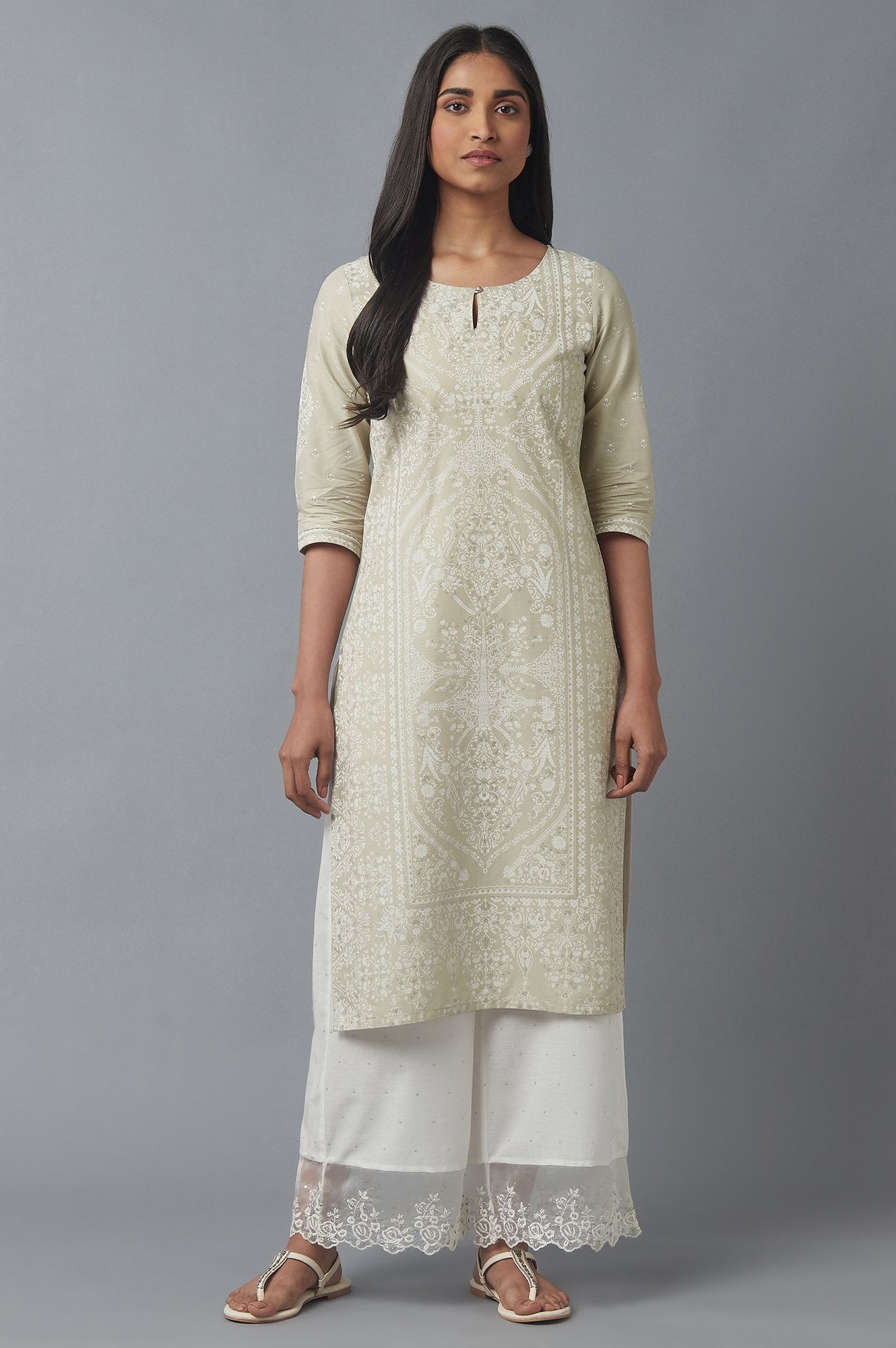 Grey Printed kurta