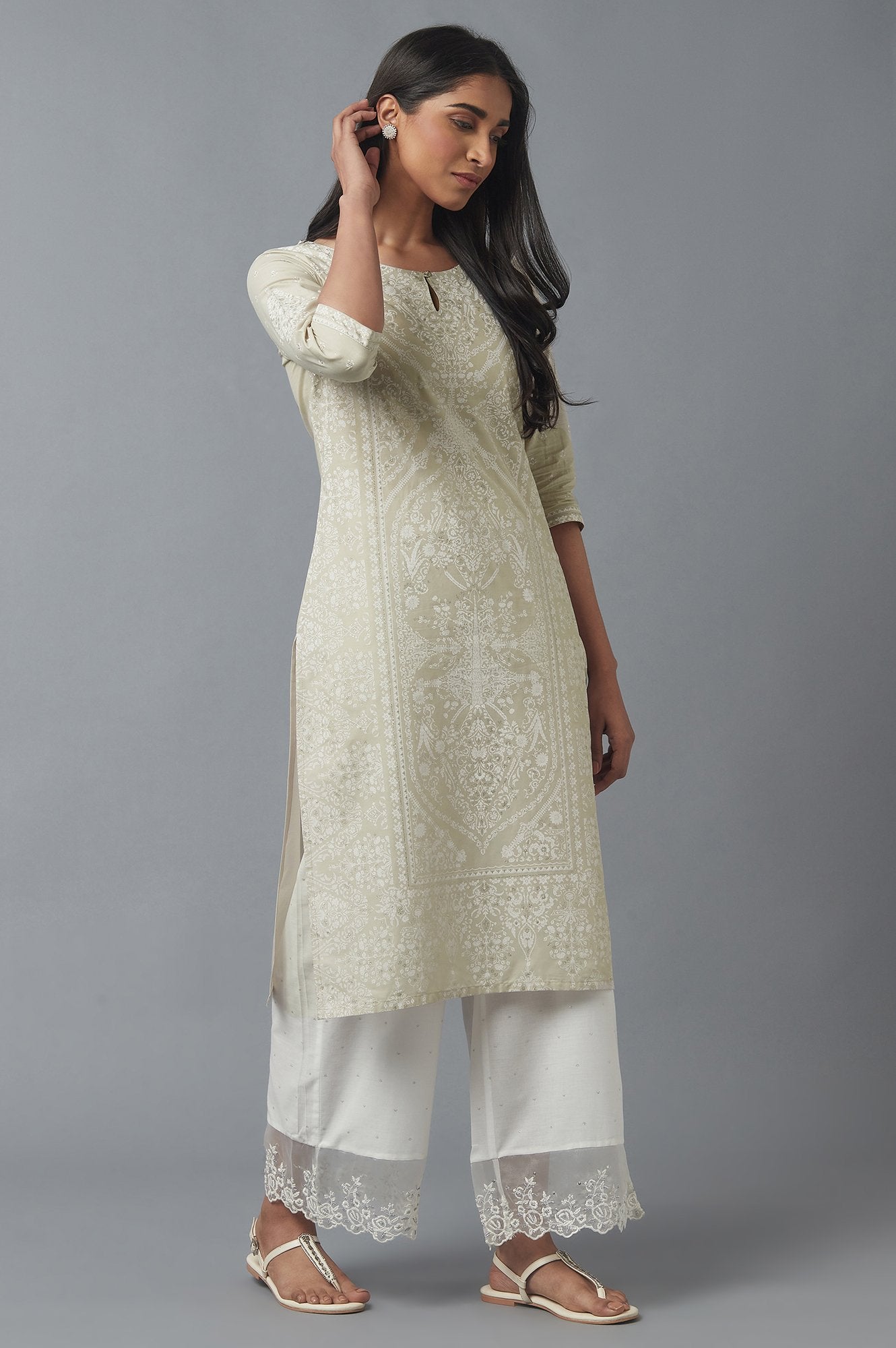 Grey Printed kurta