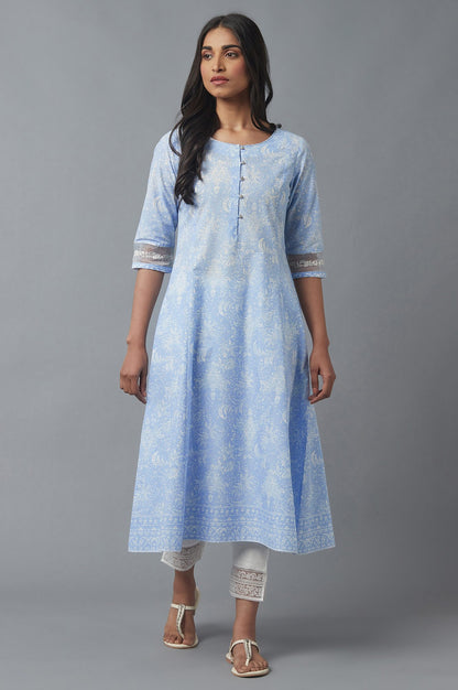 Skyway Blue Printed kurta