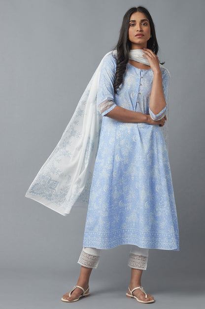 Skyway Blue Printed kurta