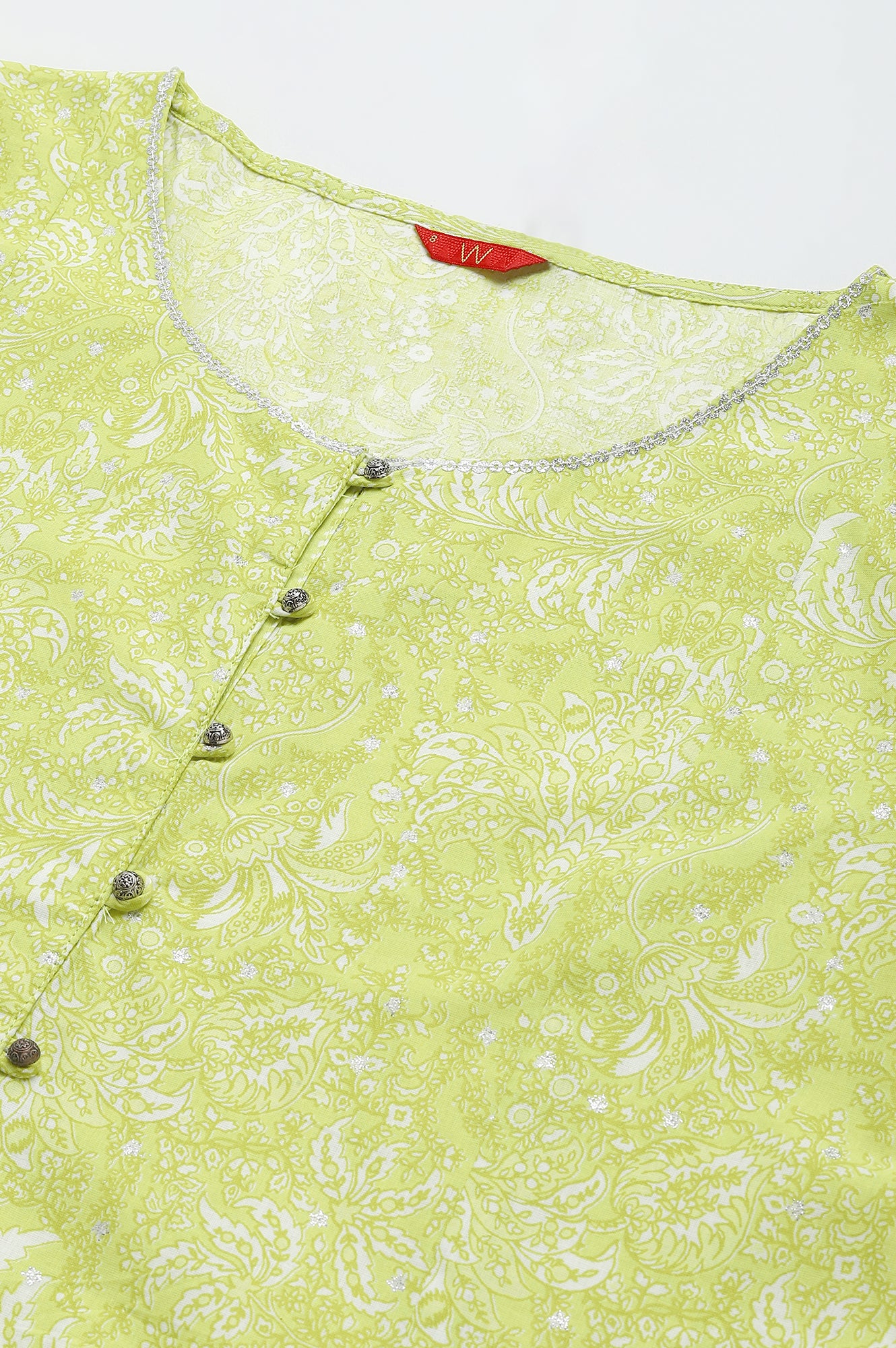 Yellow Floral Printed A-Line kurta