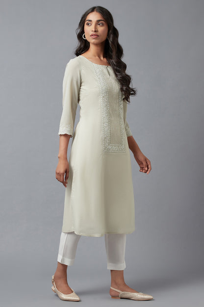 Grey Printed A-Line kurta