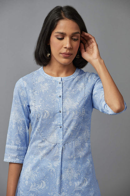 Skyway Blue Printed kurta