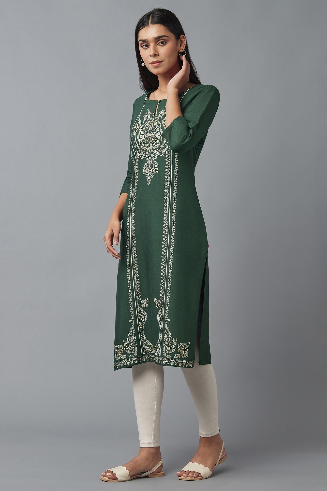 Green Sequin kurta