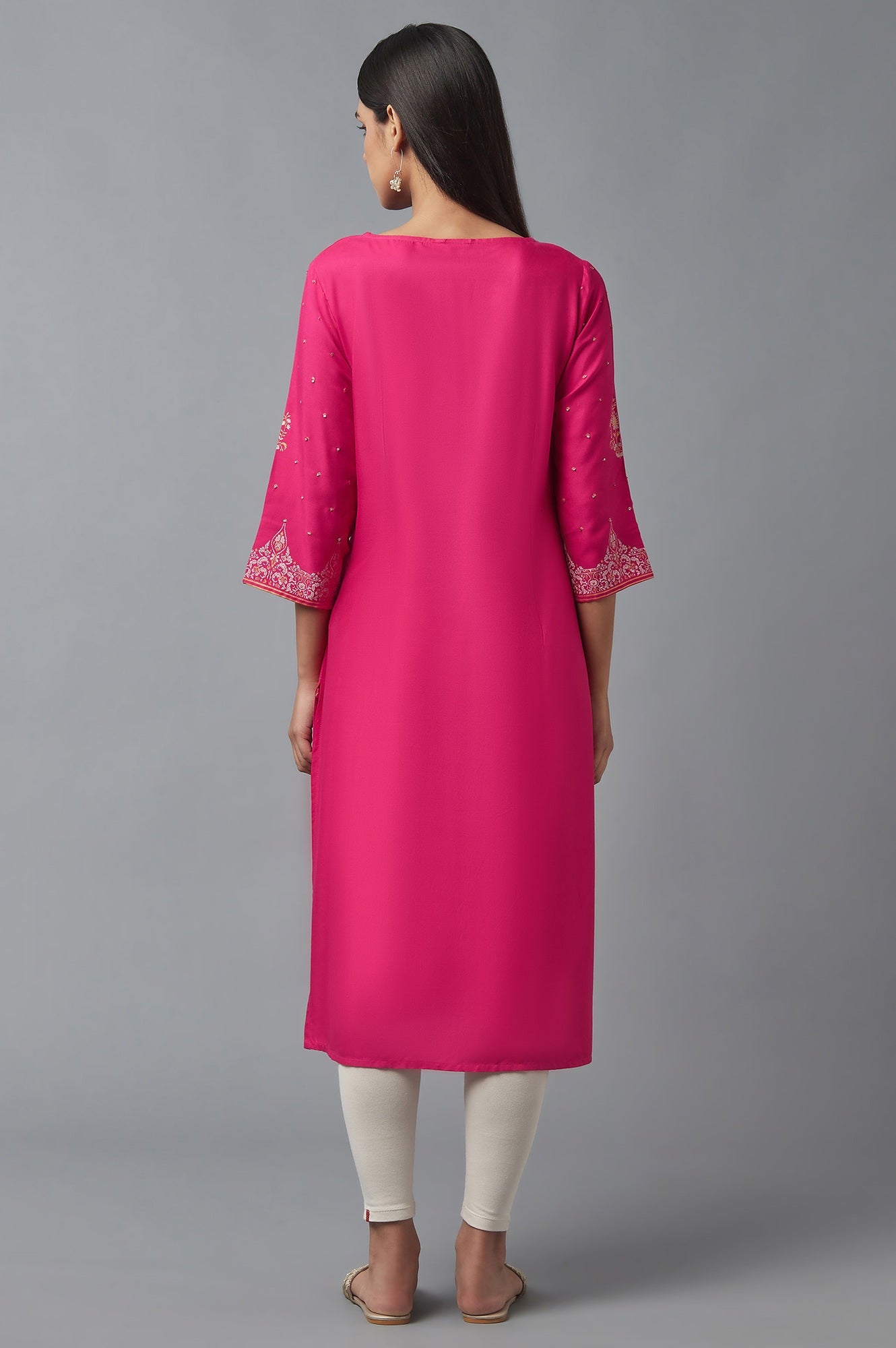 Dark Pink Printed kurta