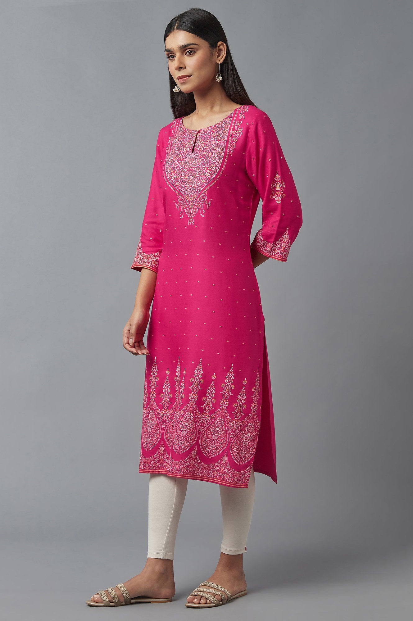 Dark Pink Printed kurta