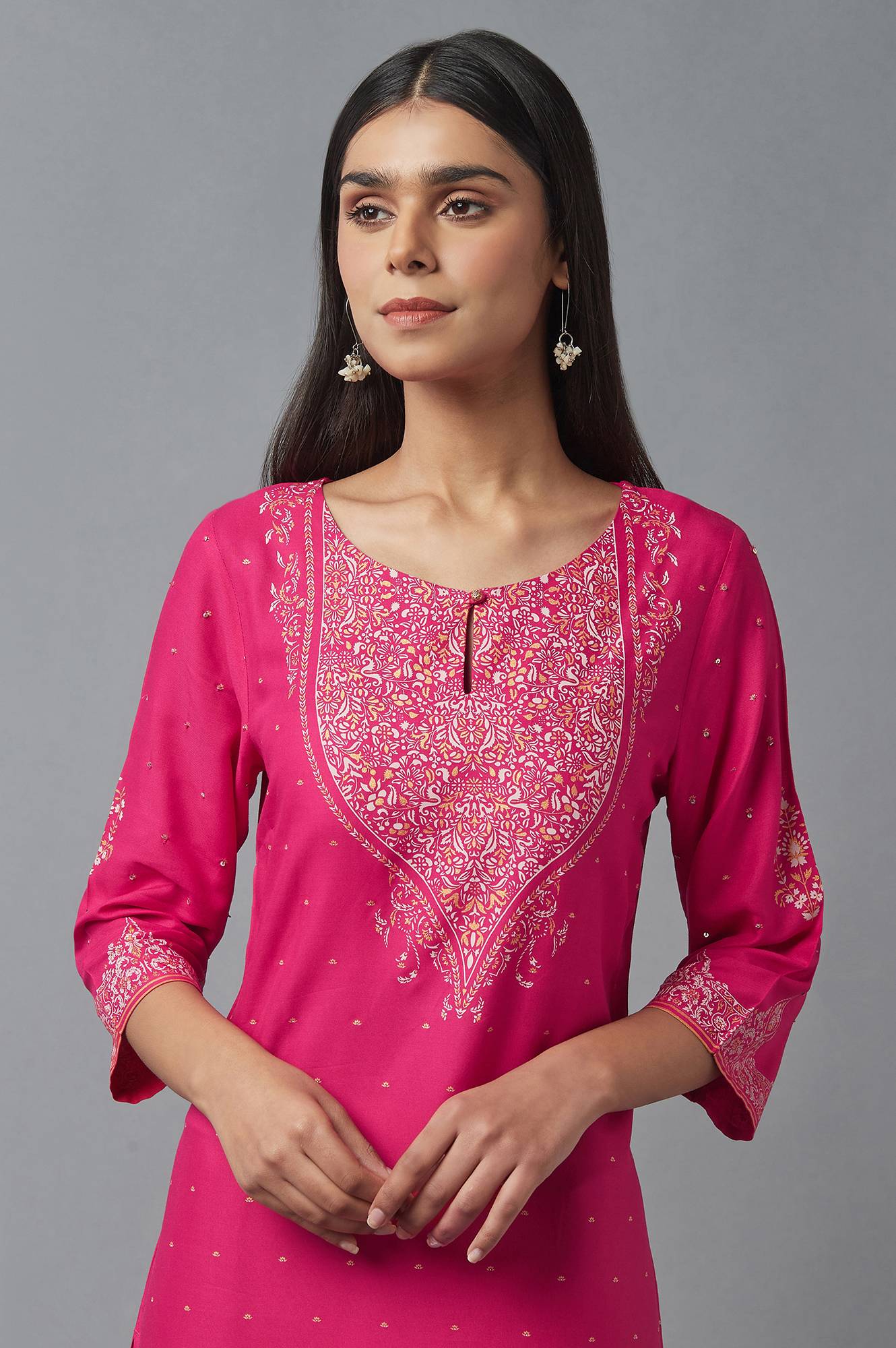 Dark Pink Printed kurta