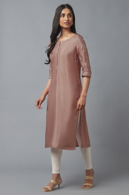 Misty Rose Printed Shantung kurta