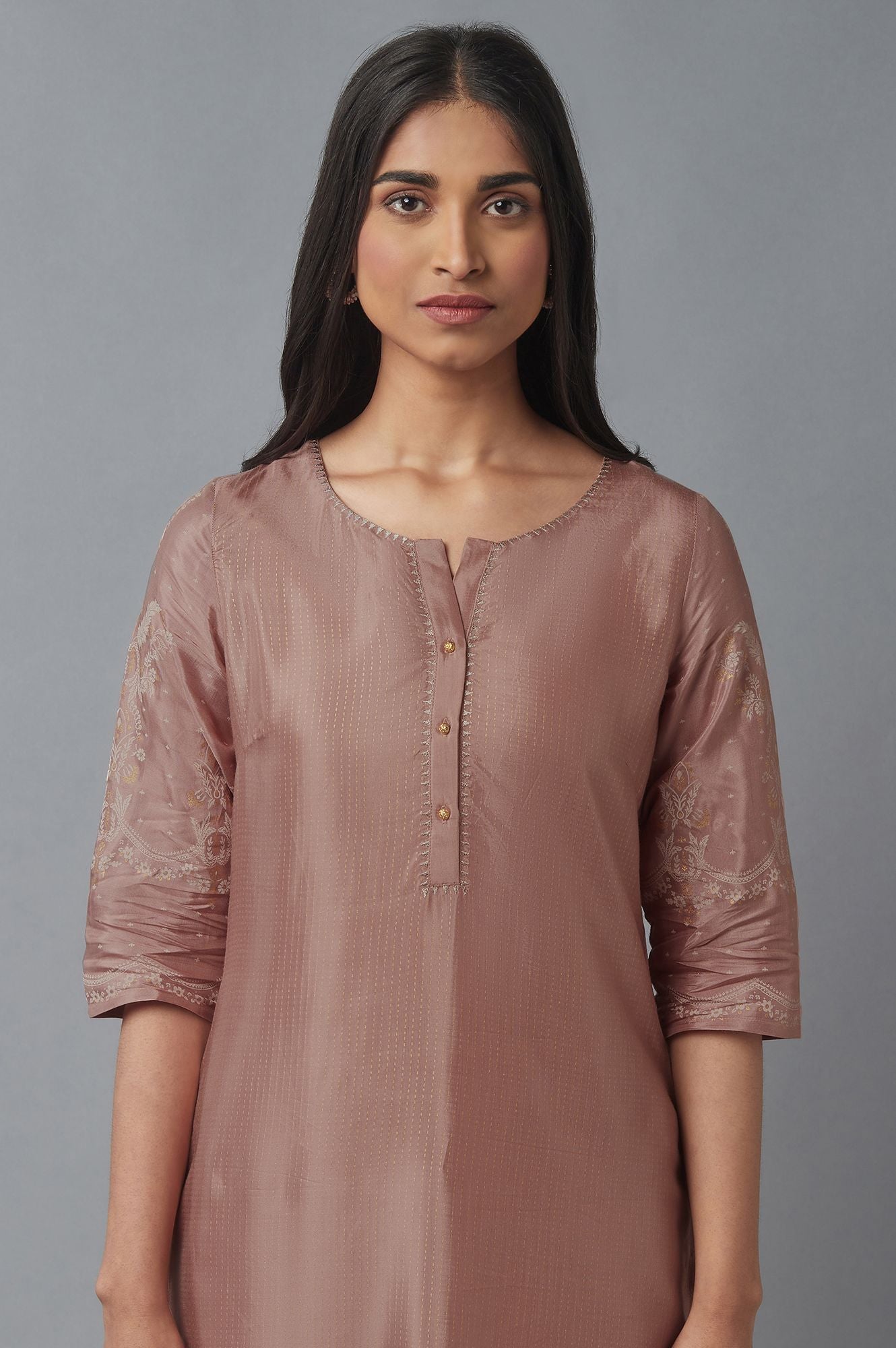 Misty Rose Printed Shantung kurta