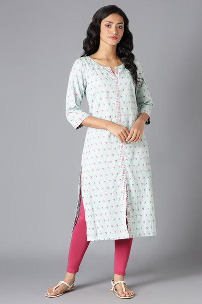 Light Blue Cotton Dobby Straight kurta