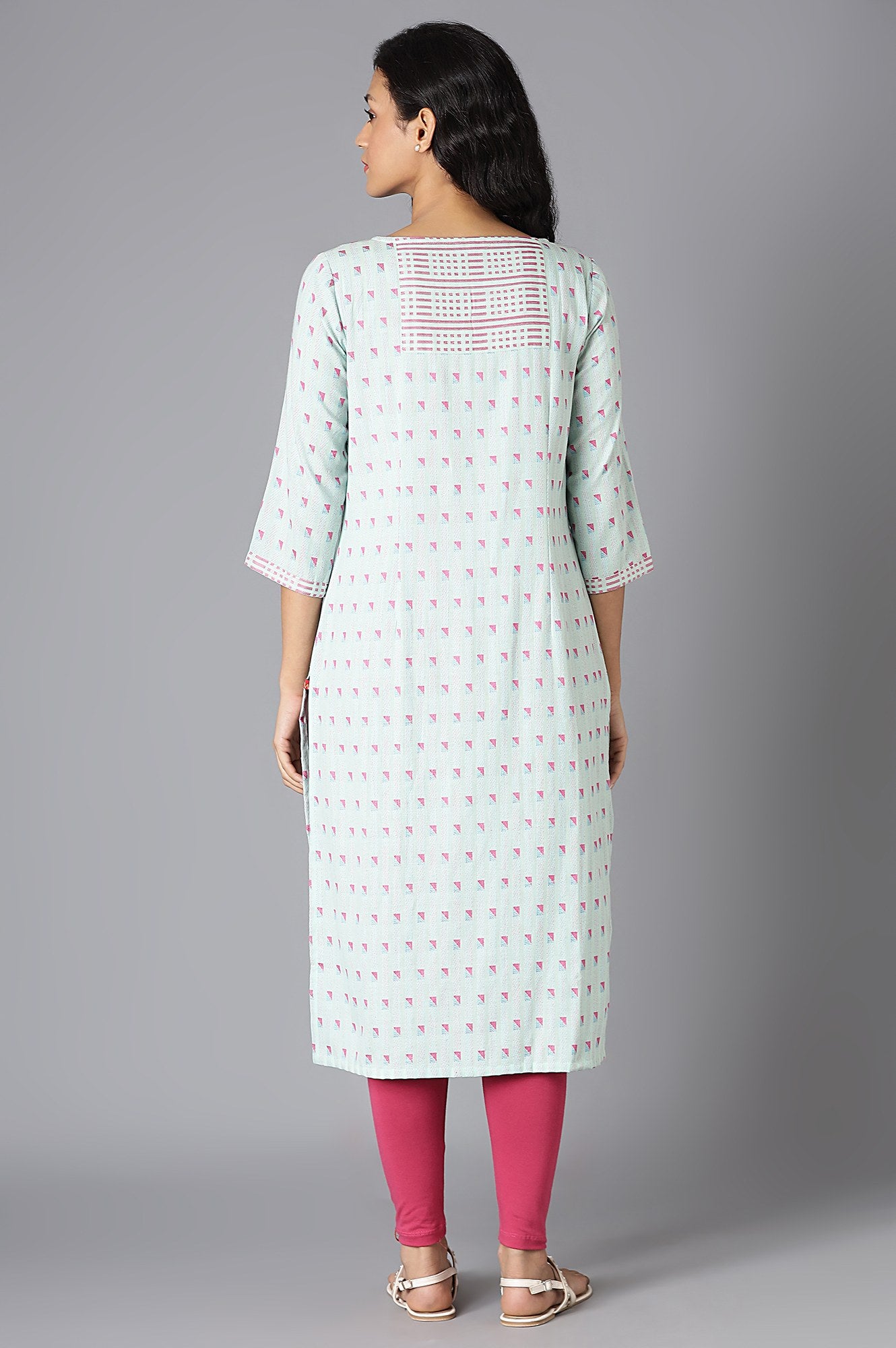 Light Blue Cotton Dobby Straight kurta