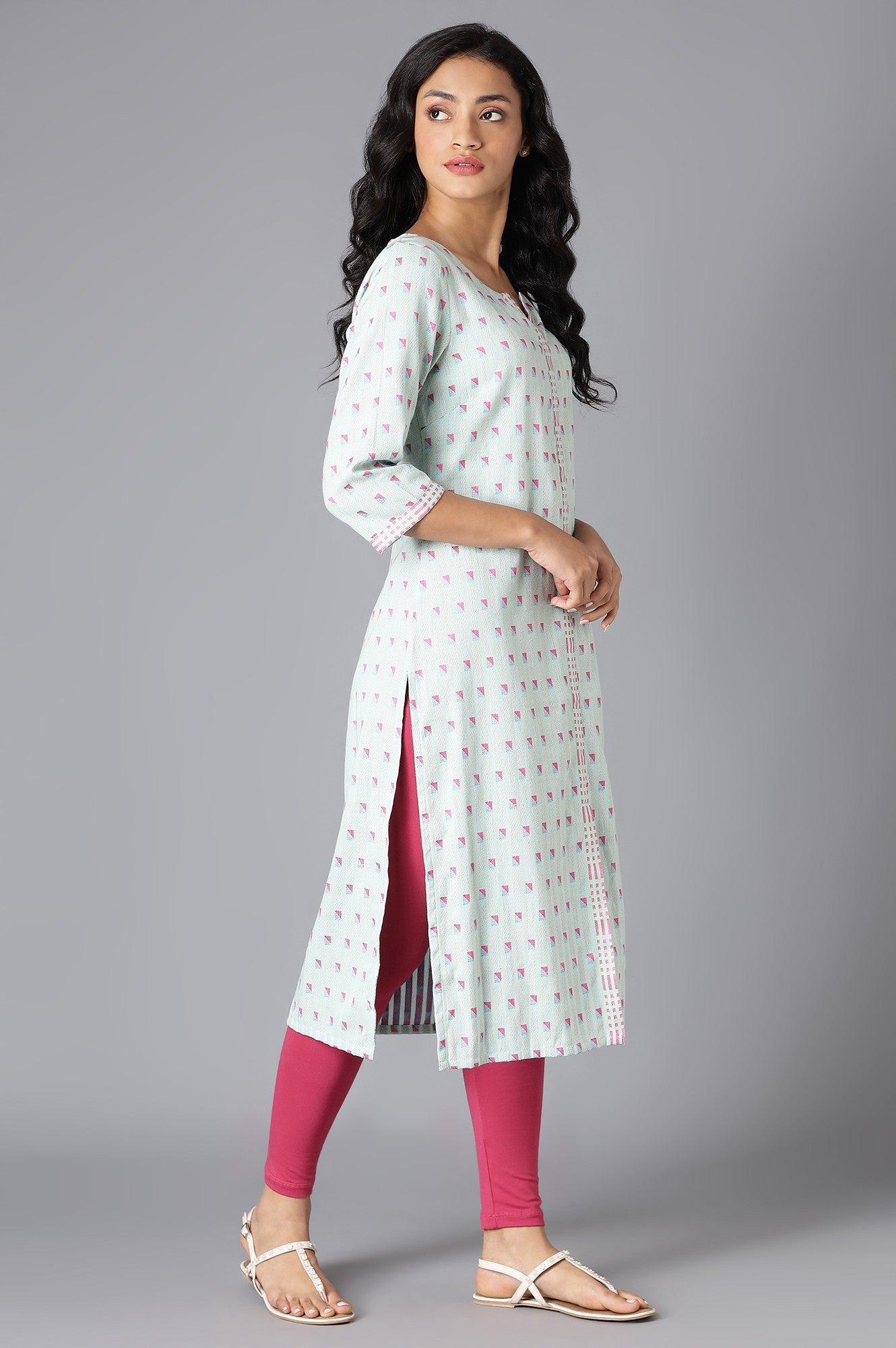 Light Blue Cotton Dobby Straight kurta