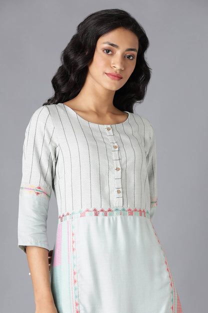 Light Blue Cotton Dobby Straight kurta