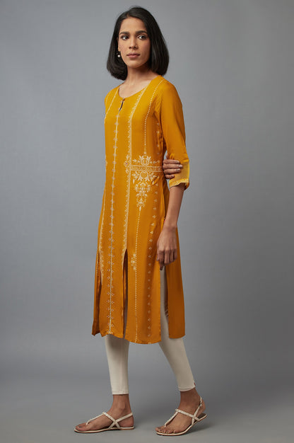 Yellow Printed kurta