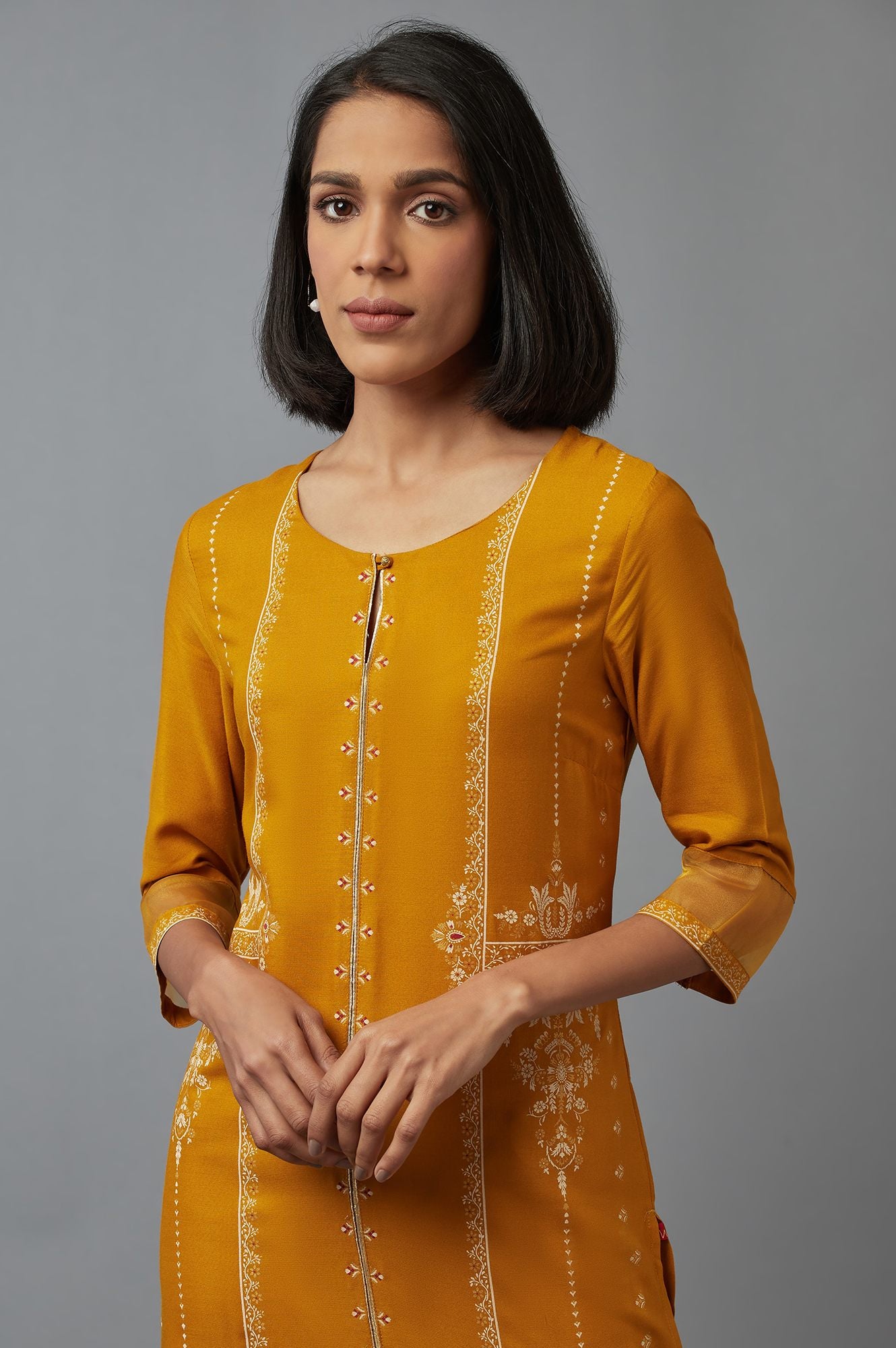 Yellow Printed kurta