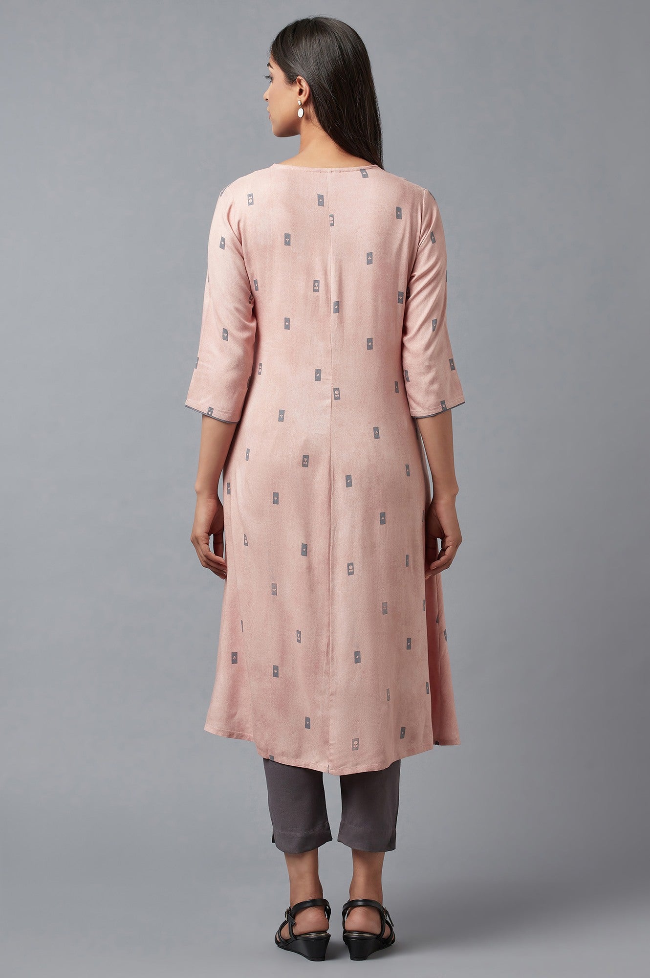 Salmon Pink A-Line kurta