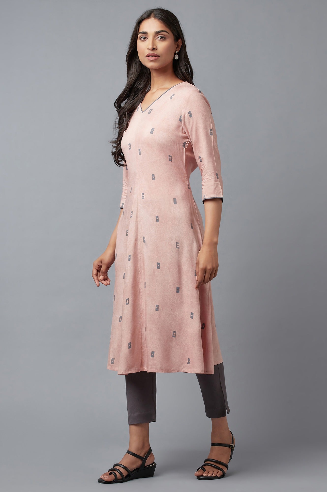 Salmon Pink A-Line kurta