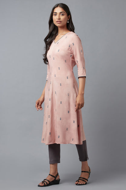 Salmon Pink A-Line kurta