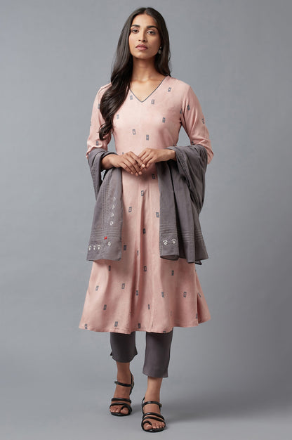 Salmon Pink A-Line kurta