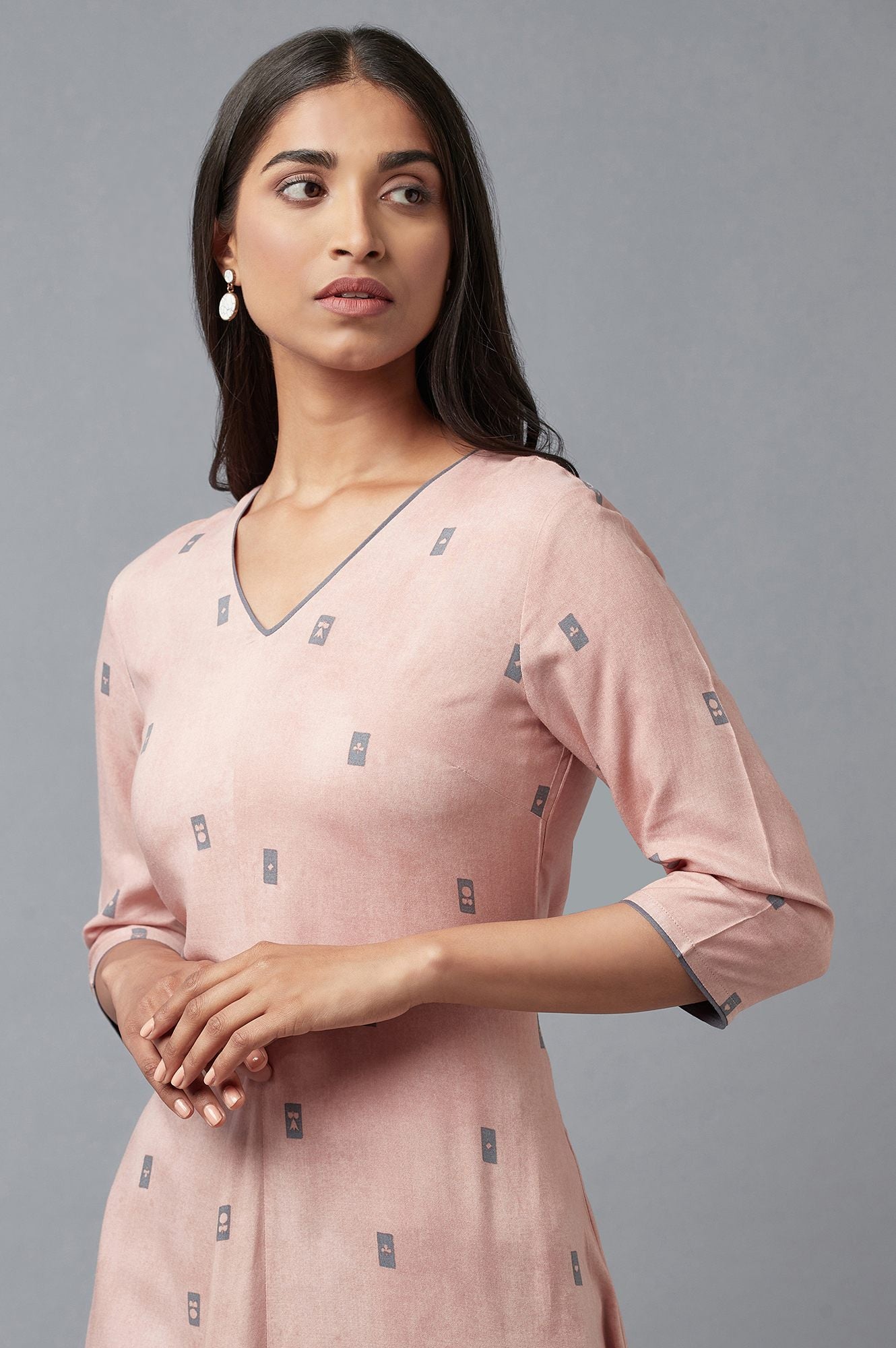 Salmon Pink A-Line kurta