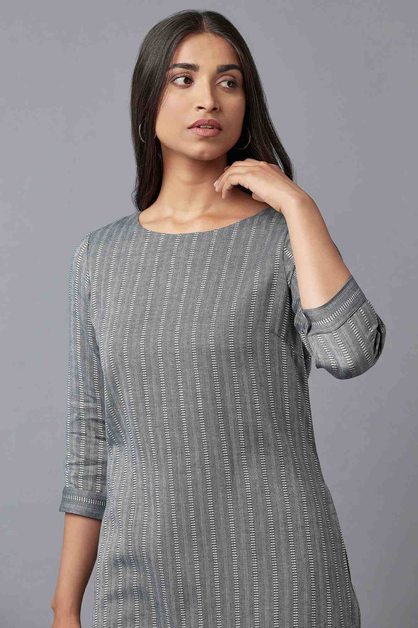 Gray striped dress best sale