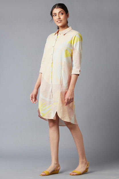Coral Floral Print Cotton Shirt Dress - wforwoman