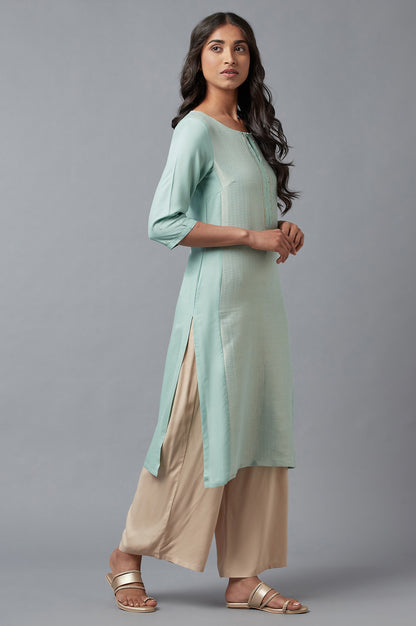 Blue Jacquard Sequined kurta