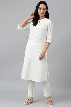 Ecru Half Placket Shirt kurta