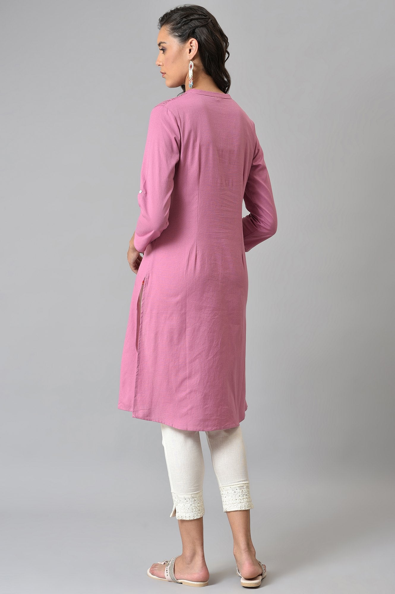 Pink Half Placket Shirt kurta