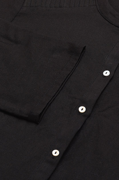 Jet Black Half Placket Shirt kurta