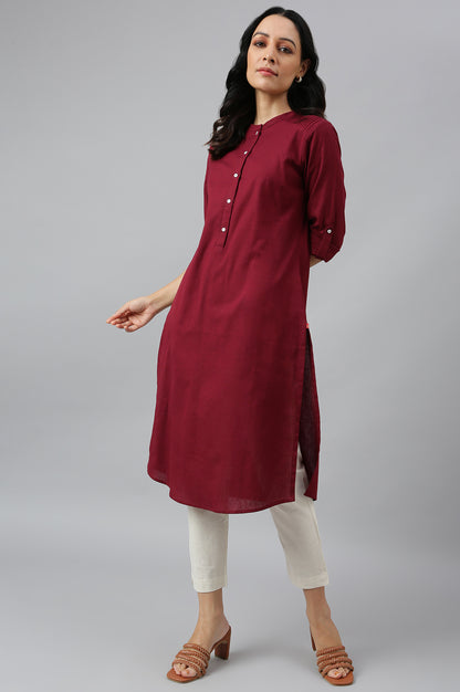 Red Half Placket Shirt kurta