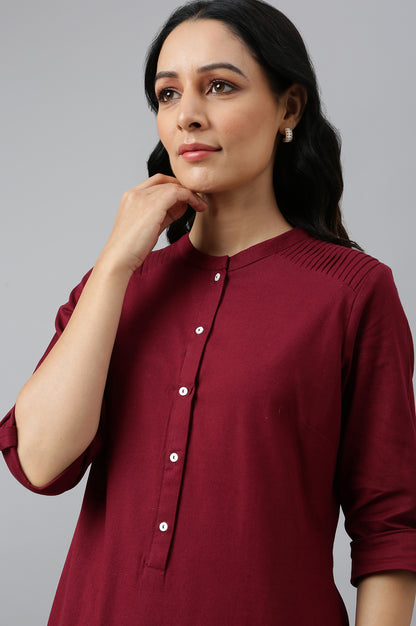 Red Half Placket Shirt kurta